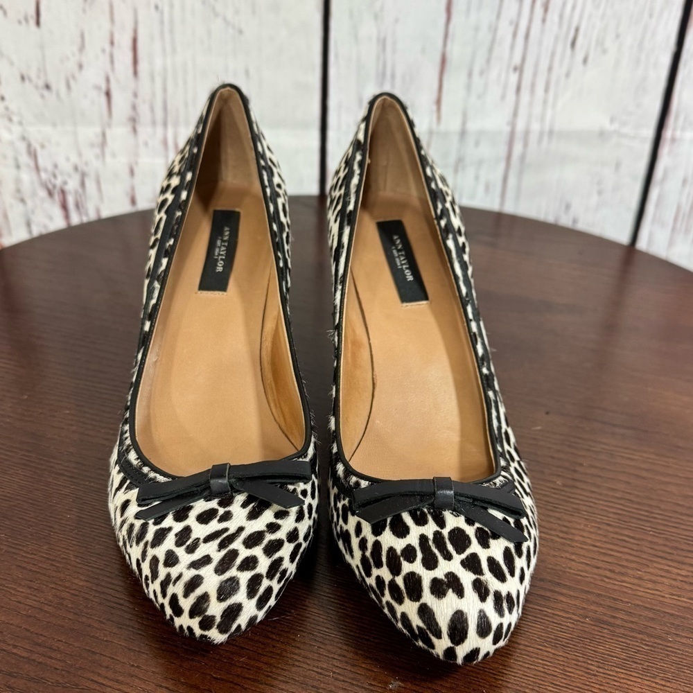 Ann Taylor leopard print Calf Hair, Calf Leather 3” heeled almond toe pumps 7.5 - Picture 14 of 14